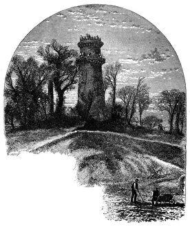 Images Dated 9th February 2016: Antique illustration of Washington Tower, Mount Auburn Cemetery