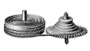 Images Dated 17th December 2015: Antique illustration of watch gears