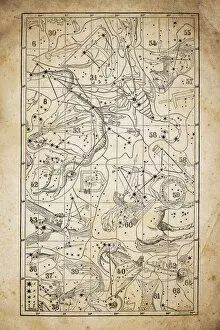 Images Dated 4th December 2015: Antique illustration on yellow aged paper: zodiac astrology constellations (series 3)