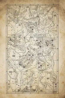 The Zodiac Prints: Antique illustration on yellow aged paper: zodiac astrology constellations (series 11)