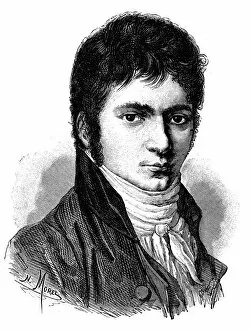 Antique illustration of young Beethoven