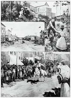 Klondike Prints: Antique image from British magazine: From Euston to Klondike, Rossland