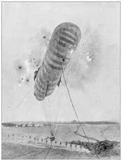 Prints of Antique image from British magazine: German Artillery practice Skybound Chronicles: A Journey Through Vintage Airships: Antique image from British magazine: German Artillery practice