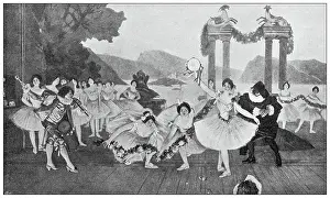 Antique image: Theatre national de l'Opera-Comique, Paris, Decoration paintings La Danse by Francois Flemeng