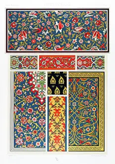Antique Indo-Persian pattern Manuscripts Decoration by Racinet - Lithograph