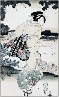 Images Dated 7th August 2017: Antique Japanese Illustration: Geisha by Utagawa Kunisada