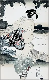 Japanese Art Illustrations Prints: Antique Japanese Illustration: Geisha by Utagawa Kunisada