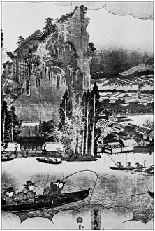 Images Dated 7th August 2017: Antique Japanese Illustration: Lake Biwa by Sadahide