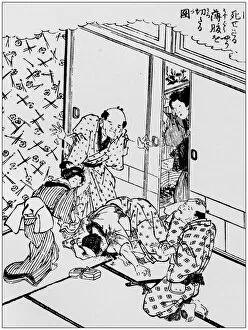Images Dated 7th August 2017: Antique Japanese Illustration: Novel scene by Hokuba