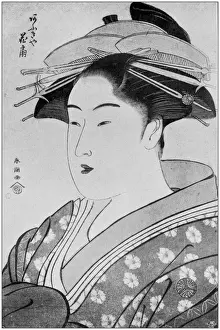 Japanese Art Illustrations Prints: Antique Japanese Illustration: Portrait of Ao-Giya Kwasen by Shuncho