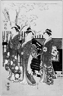 Images Dated 7th August 2017: Antique Japanese Illustration: Promenade by Yeishi