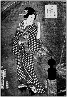 Images Dated 7th August 2017: Antique Japanese Illustration: woman by Kunisada