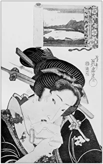 Japanese Art Illustrations Prints: Antique Japanese Illustration: woman by Yeisen