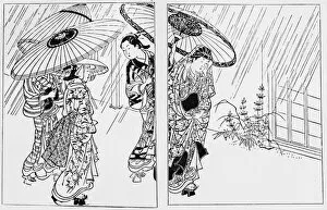 Images Dated 7th August 2017: Antique Japanese Illustration: Women by Nishikawa Sukenobu