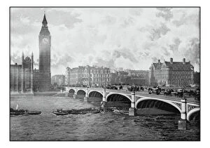 Antique Londons photographs: Westminster Bridge