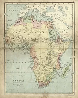 Navigational Equipment Collection: Antique map of Africa in the 19th Century, 1873