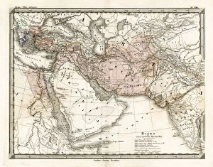 Alexander the Great (356 bc-323 bc) Collection: Antique Map of Alexander the Greats Empire