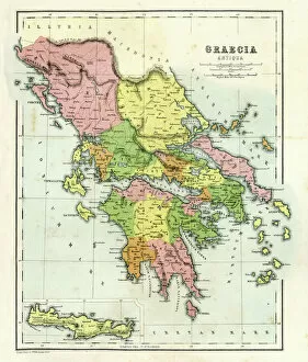 Images Dated 24th October 2013: Antique map of Ancient Greece