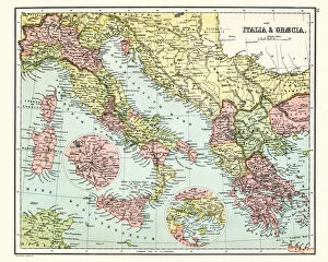 Images Dated 14th November 2018: Antique map of Ancient Italy and Greece