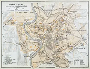 Antique map of Ancient Rome, Italy - 1893