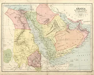 Images Dated 14th July 2017: Antique map of Arabia, Egypt, Nubia, Abyssinia, 19th Century