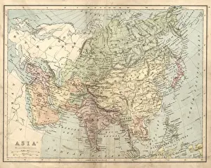 Central Asia Prints: Antique map of Asia in the 19th Century, 1873