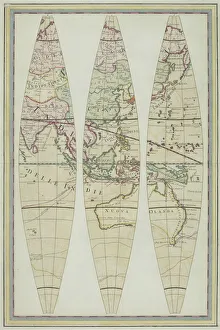 Images Dated 27th April 2006: Antique map of Asia and Australia divided into three sections