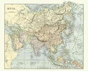 Southeast Asia Gallery: Antique map of asia in late 19th Century