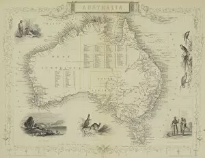 Small Group Of People Gallery: Antique map of Australia with vignettes