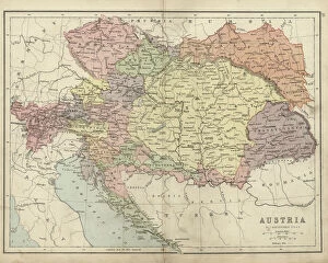 Images Dated 13th July 2017: Antique map of Austria Hungary 19th Century