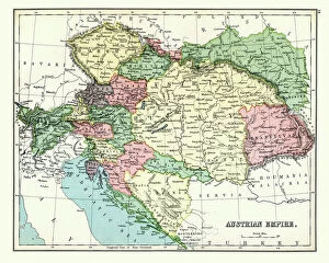 Images Dated 13th November 2018: Antique map of Austrian Empire, 1897, late 19th Century