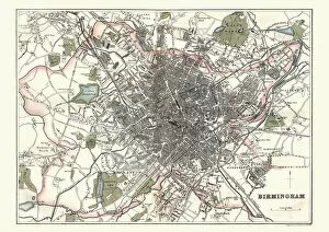 Images Dated 7th December 2015: Antique Map of Birmingham, England, 1880