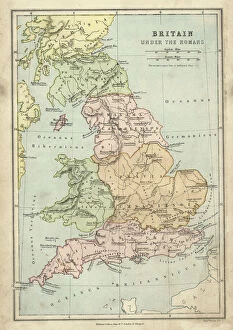Images Dated 18th July 2017: Antique map of Britain under the Ancient Romans