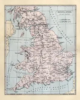 Antique map of Britannia Antiqua, Ancient Britain