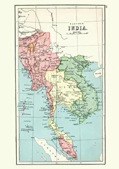 Images Dated 14th November 2018: Antique map Burma, Thailand, Vietnam, Malaysia, 1897, late 19th Century