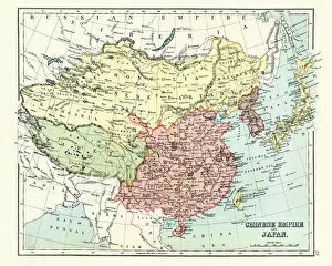 Images Dated 14th November 2018: Antique map of Chinese Empire, Japan, 1897, late 19th Century