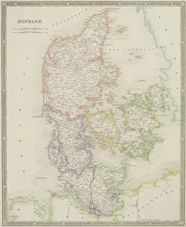 Denmark Collection: Antique map of Denmark