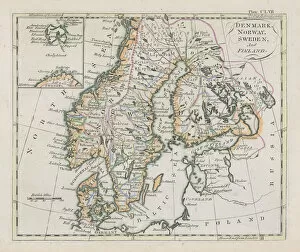 Finland Collection: Antique map of Denmark, Norway, Sweden and Finland