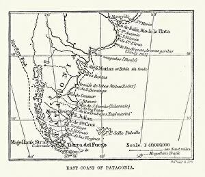 Images Dated 26th September 2014: Antique Map of the East Coast of Patagonia