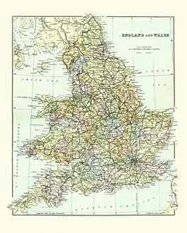 Images Dated 23rd April 2015: Antique Map of England and Wales 1880s