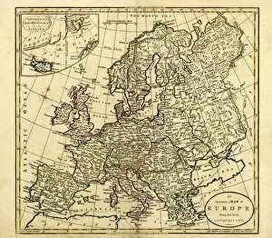 Denmark Collection: Antique Map of Europe, 1785