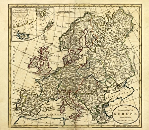 Denmark Collection: Antique Map of Europe, 1785