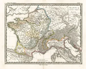 Historical Geopolitical Location Collection: Antique Map of Gaul