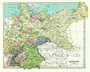 Images Dated 13th November 2018: Antique map of Germany, 1897, late 19th Century