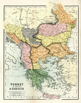 Athens Greece Collection: Antique Map of Greece