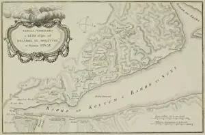Antique map of the Gulf of Suez and Mount Sinai
