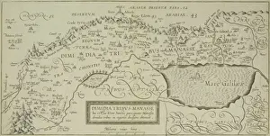 Legend Prints: Antique map of the holy land with the Sea of Galilee