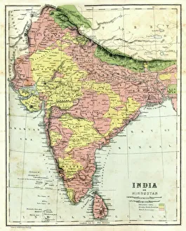 Navigational Equipment Collection: Antique map of India