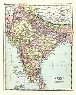 Images Dated 14th November 2018: Antique map of India, 1897, late 19th Century