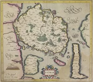 Images Dated 27th April 2006: Antique map of island of Fionia in Denmark